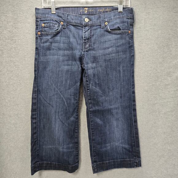 7FAMK 7 For All Mankind Dark Wash Crop Dojo Jeans Size 29 - Picture 2 of 6